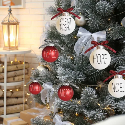 Vista 5 de Decoración de Navidad, 12 piezas de bolas de Navidad, adornos de decoración de árbol de Navidad de 2.36 pulgadas, bombillas inastillables con lazos