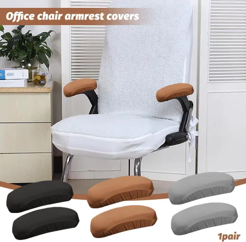Vista 8 de 1 par de fundas elásticas para sillas de computadora, fundas suaves para sillas de escritorio, protectores de muebles para oficina, escritorio, Negro