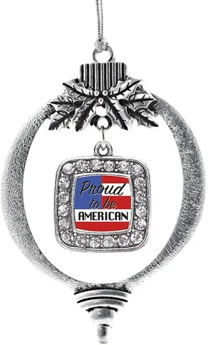 Vista 172 de Inspired Silver - Mis iniciales - Adorno con dije de letra S - Adornos navideños cuadrados de plata con joyas de circonita cúbica