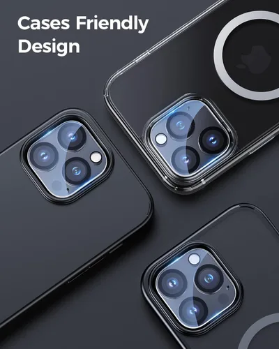 Vista 5 de [Paquete de 3] Protector de lente de cámara para iPhone 13 Pro Max de 6.7 pulgadas y iPhone 13 Pro de 6.1 pulgadas, vidrio templado 9H, arañazos