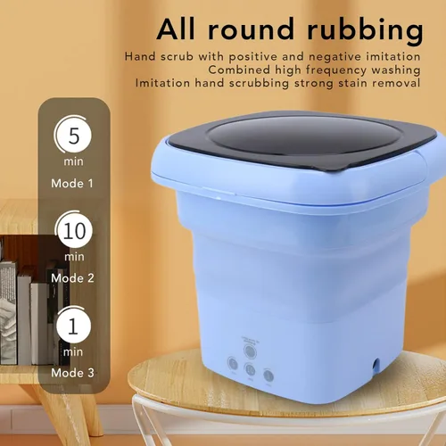 Vista 2 de Lavadora portátil, mini cubo plegable para ropa interior, calcetines, ropa de bebé, lavadora pequeña, deshidratador integrado, adecuado