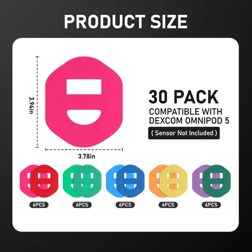 Vista 6 de ANGTICS Omnipod - Paquete de 30 parches adhesivos Omnipod, parches impermeables precortados, cubiertas de sensor CGM hipoalergénicas