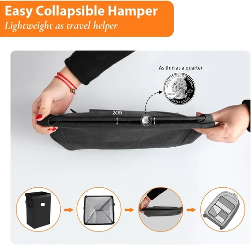 Vista 6 de MCleanPin Cesta de lavandería plegable de 225 litros con bolsas de lavandería, cesta de ropa sucia, cesta de lavandería con asas, cesta plegable