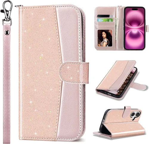 Vista 17 de ULAK Funda tipo billetera compatible con iPhone 15 para mujeres, funda tipo cartera con estampado floral de piel PU premium con porta tarjetas