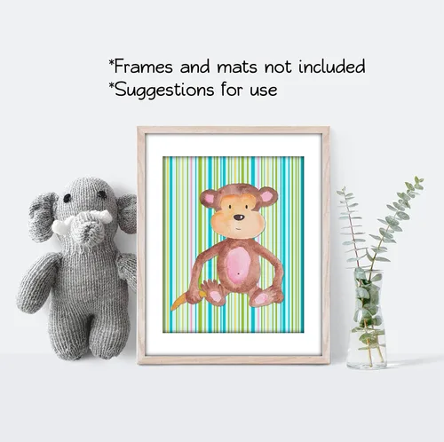 Vista 5 de Baby Safari Animals Art Prints - Nursery Wall Decor - (Set of 6) - 8x10 - Unframed