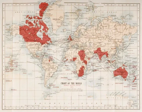 Posterazzi Mapa del mundo que muestra en rojo la extensión del imperio británico en 1901 impresión de póster (8 x 10)