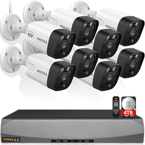 Vista 12 de OOSSXX 4K/8.0 Megapíxeles y 130° Ultra Gran Angular Audio Bidireccional PoE Sistema de Cámara de Seguridad para Hogar Exterior Cableado Sistema