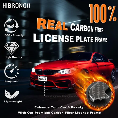 Vista 2 de Marco de matrícula de fibra de carbono real, hecho a mano, marco de matrícula de carbono 100% completo negro de 6″×12″, portamatrícula, marco