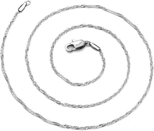 Vista 2 de AmyRT Joyería - Collares de cadena de acero de titanio de 0.079in para mujer, de 16 a 30 pulgadas, Metal