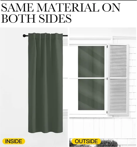 Vista 6 de NICETOWN - Juego de 2paneles de cortinas opacas para sala de estar, para oscurecimiento de habitación, 52x63pulgadas, color verde esmeralda oscuro