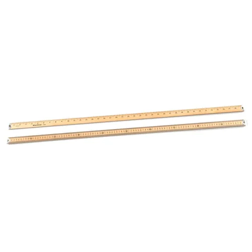 Vista 4 de hand2mind Medidor económico de madera con extremos metálicos protectores para el aula escolar, el hogar u oficina (paquete de 6)