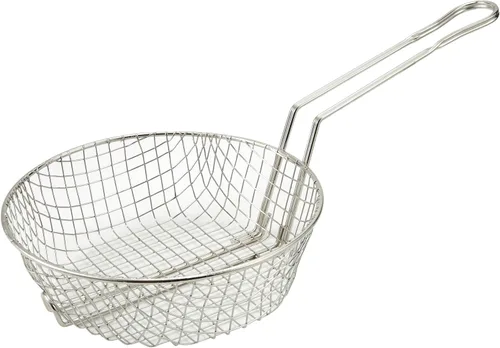 Vista 5 de Winco Cesta culinaria de 8 pulgadas, malla media, niquelado