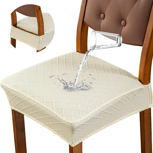 Vista 22 de Genina Fundas de asiento impermeables para sillas de comedor, fundas de sillas de comedor, fundas de sillas de cocina (gris, 6 piezas)