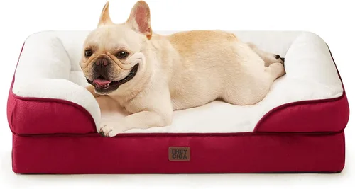 Vista 29 de EHEYCIGA – Cama ortopédica impermeable para perros pequeños, de espuma viscoelástica tipo caja de huevos, con bordes elevados y base antideslizante