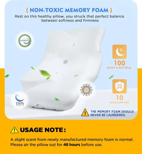 Vista 5 de Osteo Almohada cervical para aliviar el dolor de cuello, diseño hueco, almohadas de espuma viscoelástica sin olor con funda de enfriamiento