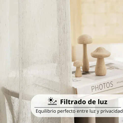Vista 3 de FMFUNCTEX Cortinas traslúcidas de lino para dormitorio, cortinas color beige de 54 pulgadas de largo, cortinas semitransparentes cortas para sala
