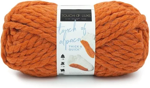 Vista 6 de Lion Brand Yarn Touch of Alpaca Thick & Quick - Ovillo de lana para tejer, ganchillo y manualidades, 1 unidad, mango Chutney