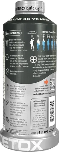 Vista 3 de Herbal Clean Same Day Ultra Eliminex Limpiador de desintoxicación* (946 ml) - Sabor pajita-mango Bebida completa de limpieza y desintoxicación