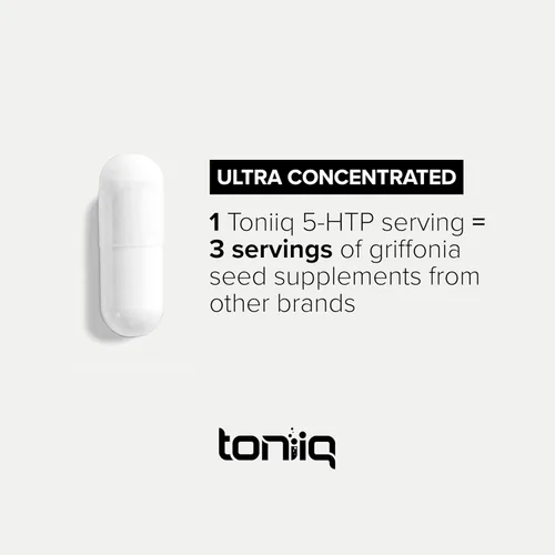 Vista 4 de Toniiq Cápsulas 5HTP de ultra alta resistencia – 99% más altamente purificadas y biodisponibles – Extracto concentrado 12:1 – 200 mg – 90 cápsulas