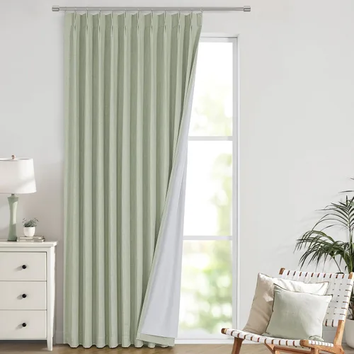 Vista 40 de Vision Home Cortinas marrones con pliegues pinzados, opacas completas, cortinas de ventana de lino mezclado para oscurecer la habitación, cortinas