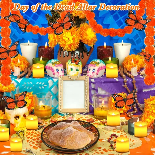 Vista 7 de 20 piezas de decoración del Día de los Muertos, color naranja oscuro