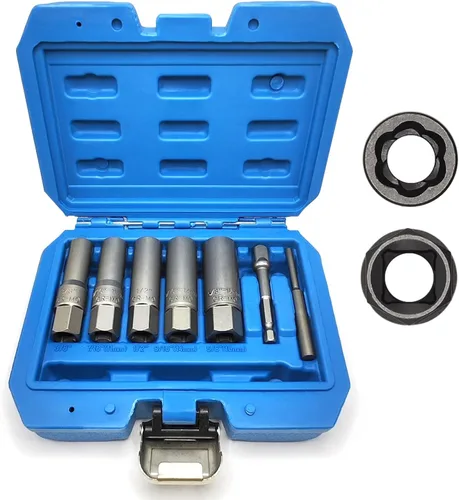 Vista 12 de Juego de 3 piezas de tuercas de tuerca giratoria, extractor de bloqueo de tuerca de rueda dañada de 1/2 pulgada, kit de herramientas de extracción