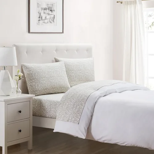 Vista 13 de Tahari Home - Sábanas matrimoniales, ropa de cama de franela de algodón de 4 piezas con fundas de almohada a juego, cepilladas para mayor suavidad