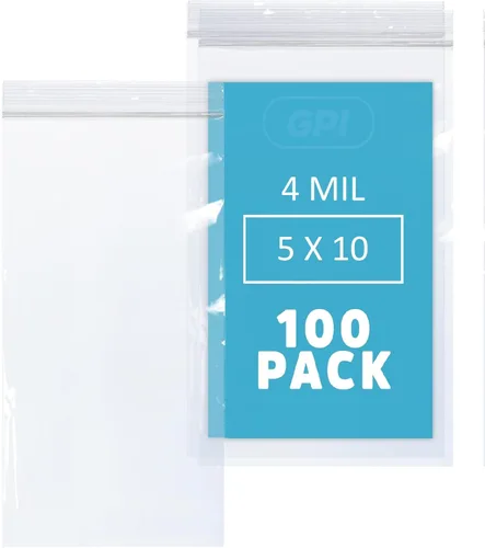 Vista 20 de GPI - 100 bolsas con cremallera de 5 x 7 pulgadas, resistentes de 4 mil de grosor, bolsas de polietileno transparentes con cierre resellable