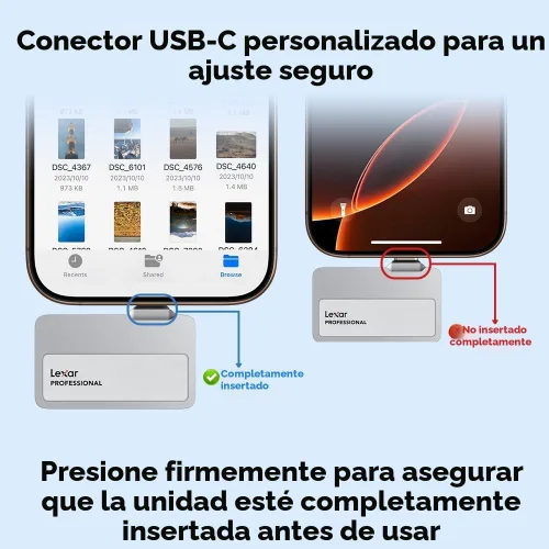 Vista 3 de Lexar SSD portátil Professional Go de 1 TB, compatible con Apple 4K 60fps ProRes, hasta 1050 MB/s, USB 3.2 Gen 2, resistente, IP65, ultracompacto