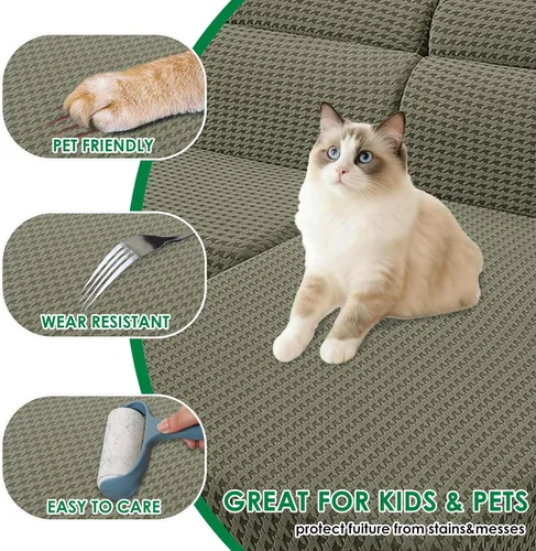 Vista 5 de MAXIJIN Fundas de cojín para sofá seccional, funda de cojín elástica para sofá, lavable, protector de muebles con parte inferior elástica y correa