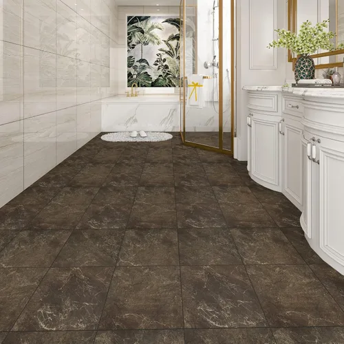 Vista 5 de VaryStyle 20 azulejos de pared de mármol marrón para despegar y pegar, azulejos de vinilo de 12 x 12 pulgadas, azulejos de baño impermeables