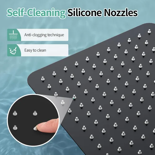 Vista 4 de SR SUN RISE Cabezal de ducha de lluvia de 10 pulgadas, cabezal de ducha de lluvia de alta presión de acero inoxidable 304 negro mate