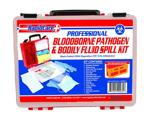 Vista 3 de Rapid Care First Aid 839-LGBBK-1 - Kit de limpieza prémium de patógenos transmitidos por la sangre y derrames de líquidos corporales, compatible