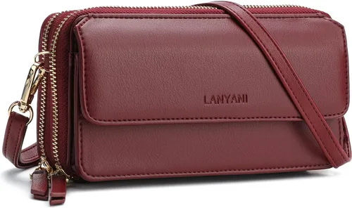 Vista 22 de Lanyani Cartera Cruzada RFID con Correa de Muñeca y Bolsillo para Teléfono para Mujeres de Cuero Vegano