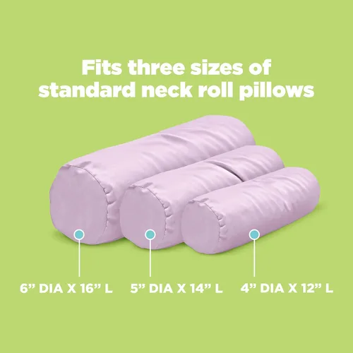 Vista 5 de Bean Products Fundas de almohada para el cuello algodón, tejido satinado, 300 hilos, rosa (5 x 14 pulgadas)