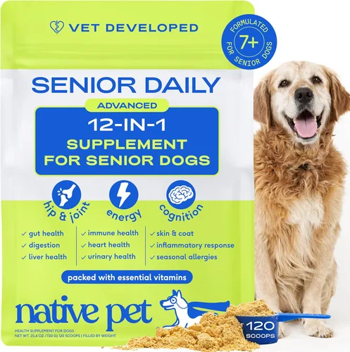 Vista 13 de Native Pet Vitaminas y Suplementos para Perros - Polvo de Vitaminas 11-en-1 para Complemento de Comida de Perros - Colágeno, Glucosamina