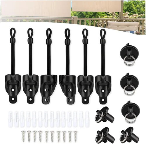 Vista 9 de Piezas de repuesto para sombra, correas elásticas y tapa de extremo con kit de anillo, resistencia a la intemperie, compatible con Coolaroo