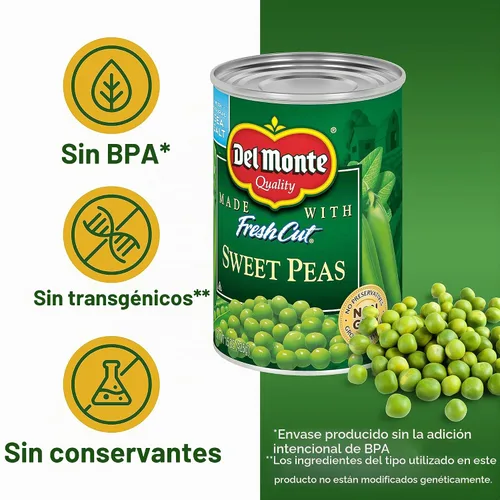 Vista 2 de Del Monte Guisantes dulces enlatados, lata de 15 oz