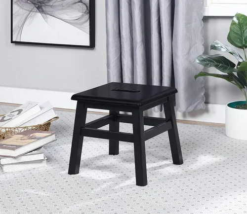 Vista 43 de eHemco Taburete de madera maciza para adultos y niños, 12.25 pulgadas, gris, juego de 2