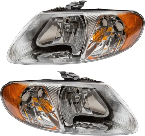 Vista 223 de TRQ Juego de Conjunto de Ensamble de Faros de 2 Piezas de Desempeño Halógeno con Marco Cromado Conductor y Lado del Pasajero Compatible con Mercedes