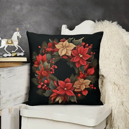 Vista 14 de Funda de cojín de 12 x 12 pulgadas, diseño floral de Feliz Navidad, terciopelo suave, decorativa, cuadrada, fundas de almohada para sofá, cama y sofá