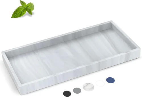 Vista 17 de Bandeja para Encimera de Baño, EG-SIPRO Bandeja de Tocador de Baño de Silicona Engrosada de Alta Calidad, Bandeja Rectangular Irrompible para Baño