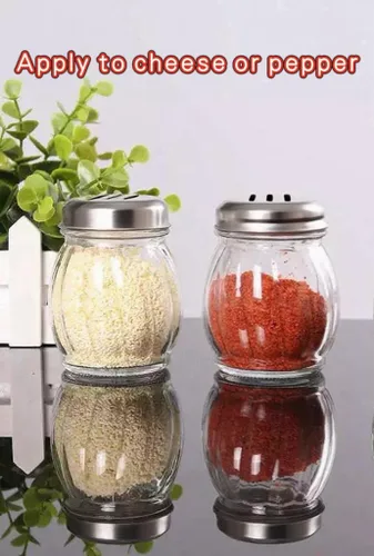 Vista 3 de Coctelera de queso de remolino de vidrio de 6 onzas, coctelera de pimiento rojo triturado con tapa ranurada de acero inoxidable