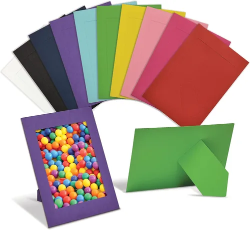 Better Office Products Marcos de papel para insertos de 4 x 6 pulgadas, paquete de 50 portarretratos de cartulina pesada con caballete, marcos de