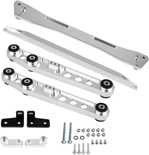 Vista 4 de Qiilu Kit de soporte de brazo de control inferior trasero ajustable para 1992-1995 EG Hatchback Soporte de barra de lazo de refuerzo de acero