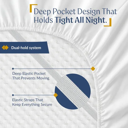 Vista 2 de Juego de sábanas - Mantente en forma en el colchón con correas elásticas en las esquinas - King, blanco