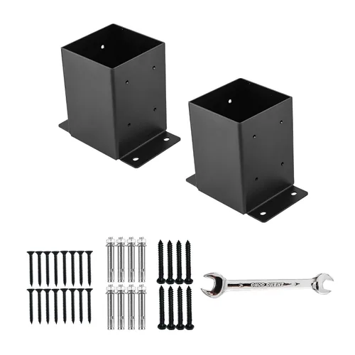 Base para poste 4x4, soportes de poste (Tamaño interno 3.6"x3.6")，anclaje de poste de valla de acero grueso recubierto de polvo negro para poste de