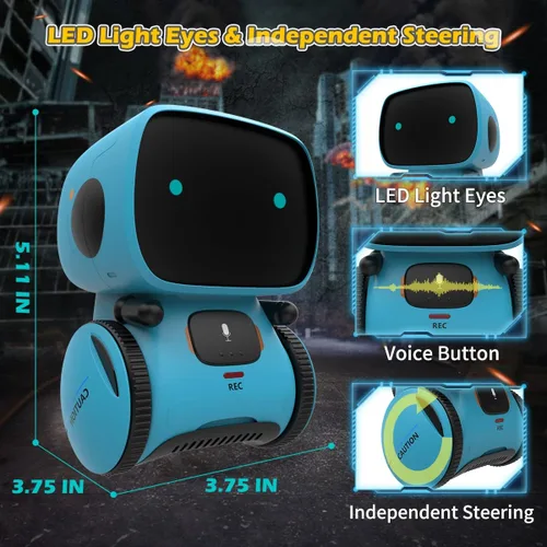 Vista 2 de KaeKid Robots para niños, robótico inteligente interactivo con sensor táctil, control de voz, reconocimiento de voz, canto, baile, repetición