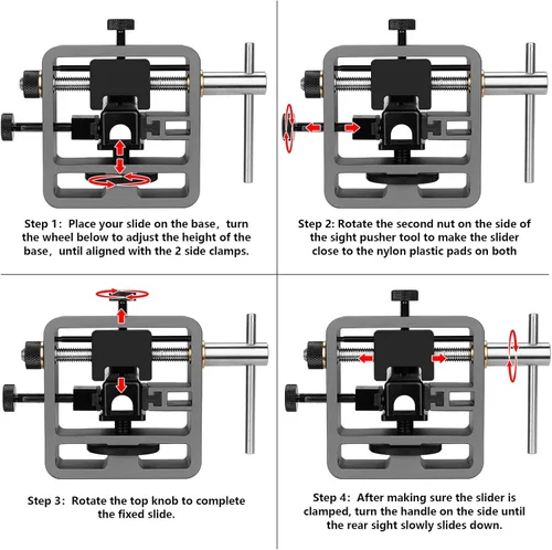 Vista 7 de Pridefend Empujador de visión para diapositivas cuadradas Glock, herramienta empujadora de visión, empujador de visión trasera de pistola resistente