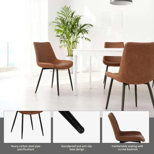 Vista 8 de Modern Dining Chairs Set of 4, Upholstered Faux Leather Cushion Seat with Sturdy Metal Legs, Perfect for Dining Room, Kitchen, Office Desk Chair and